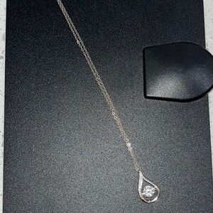 Elegant Silver Floating Teardrop Necklace